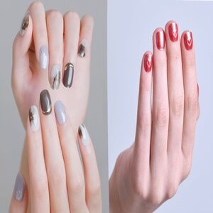 Ohora Semi Cured Gel Nail Strips Brown Smudge And Magnetic Love